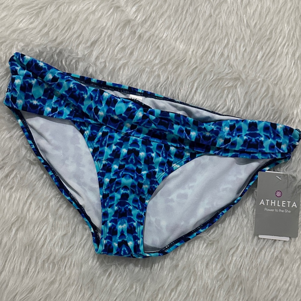 Athleta Blue Patterned Bikini Bottom
